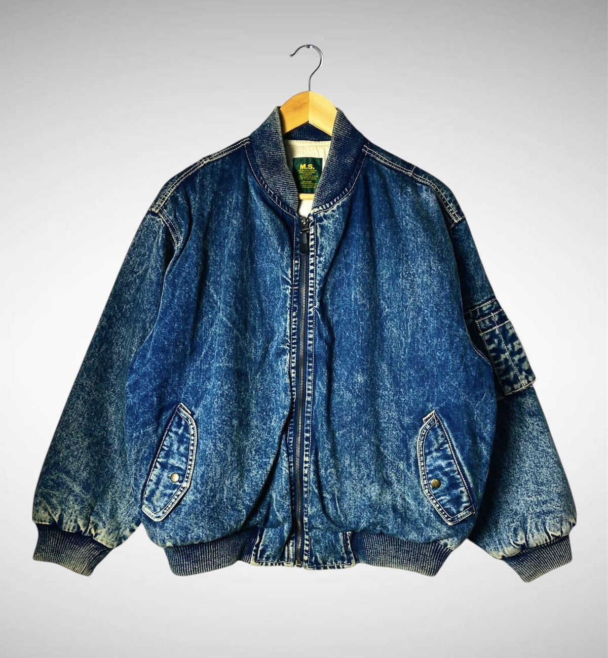 Vintage Mad Station Denim Bomber Jacket