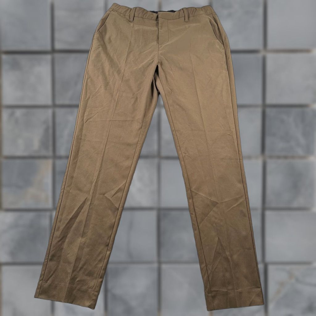 Asics BYLT Premium Basics Executive Pants Mens 31 Regular Brown Chino Flat Front Slim Straight Belt Loops Size US 31 - 1 Thumbnail