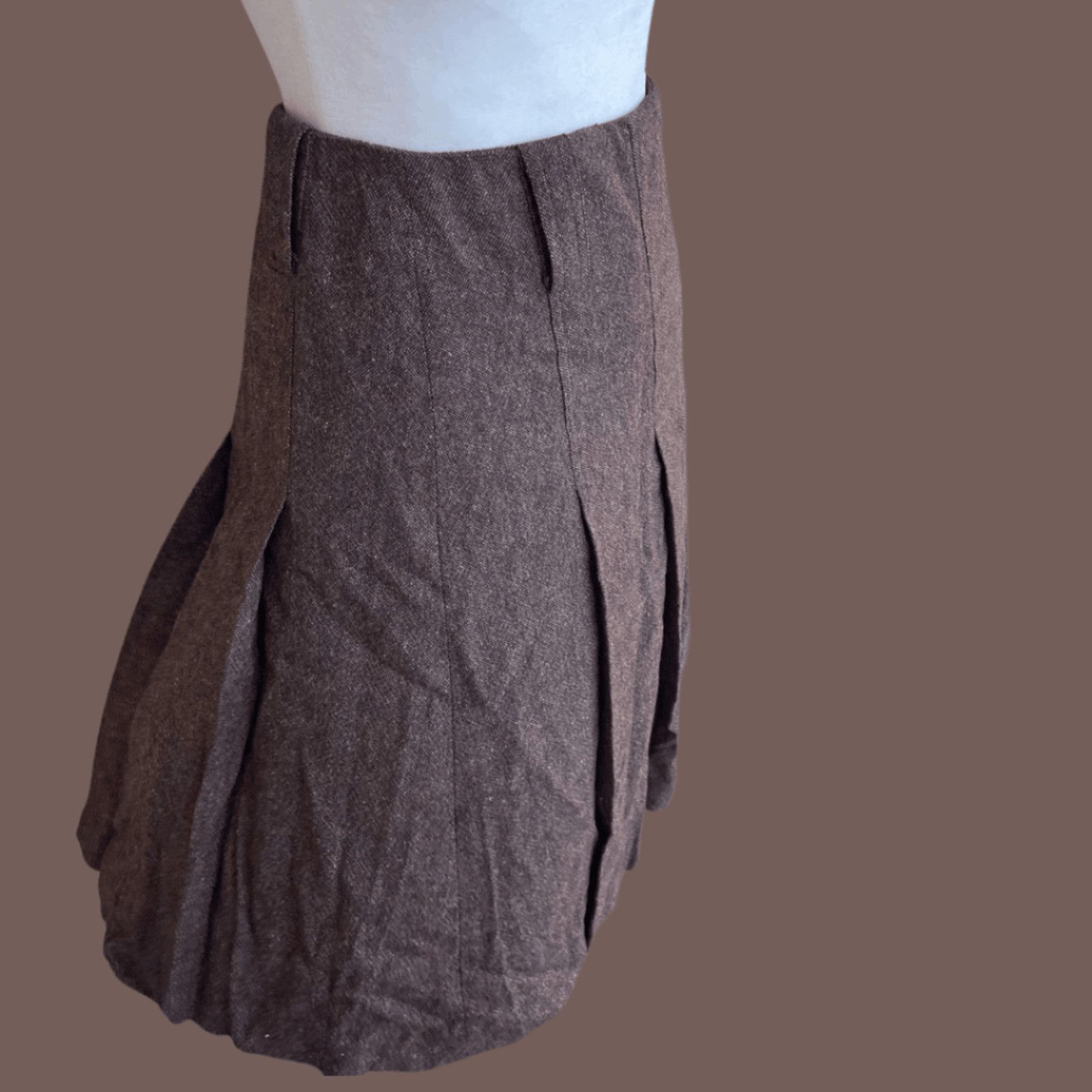 Vintage VTG Pleated Wool Skirt | Grace Dane Lewis Brown Quiet Luxury Size 30" / US 8 / IT 44 - 5 Thumbnail