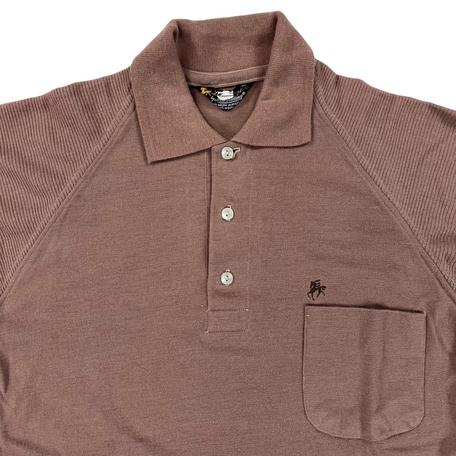 Vintage Vintage 70s orlon acrylic brown polo shirt (S) Size US S / EU 44-46 / 1 - 4 Thumbnail