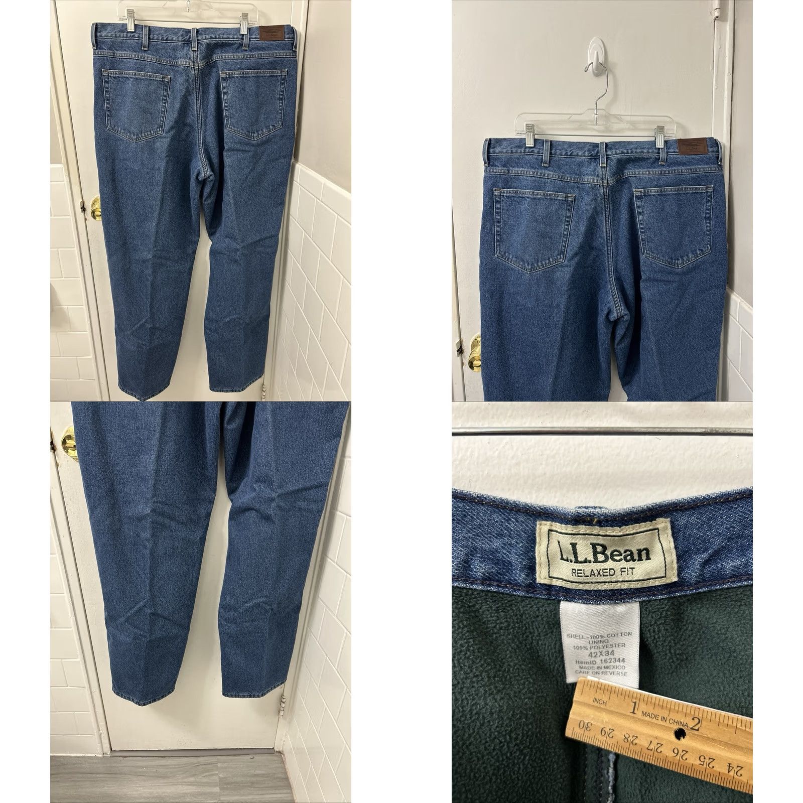 Doublet VINTAGE LL Bean Jeans Men 42x34 Blue Relaxed Fit Fleece Lined Denim 162344 Men’s Regular 34 Inseam Winter Size US 42 / EU 58 - 8 Thumbnail