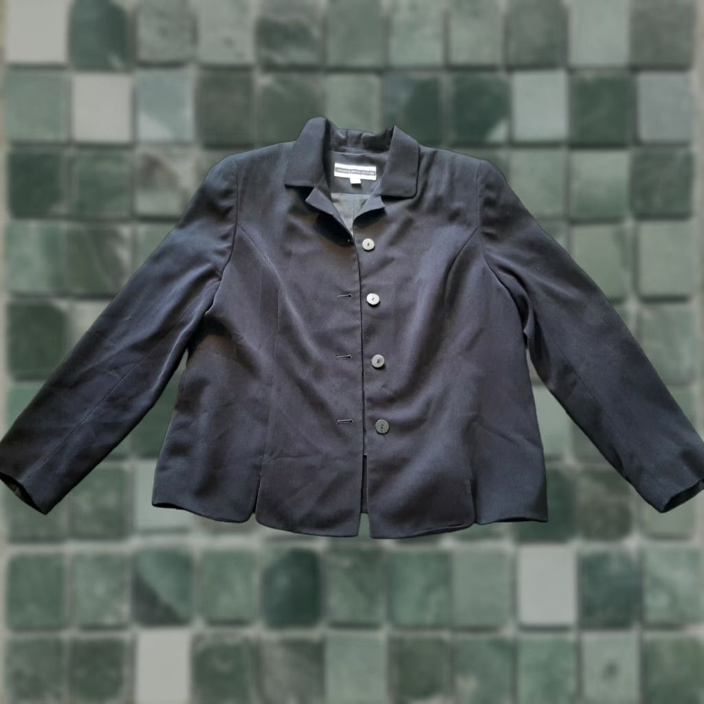 Vintage Amanda Smith Petite Woman's Suit Blazer Black Size 14P Button long Sleeve Size XL / US 12-14 / IT 48-50 - 1 Thumbnail