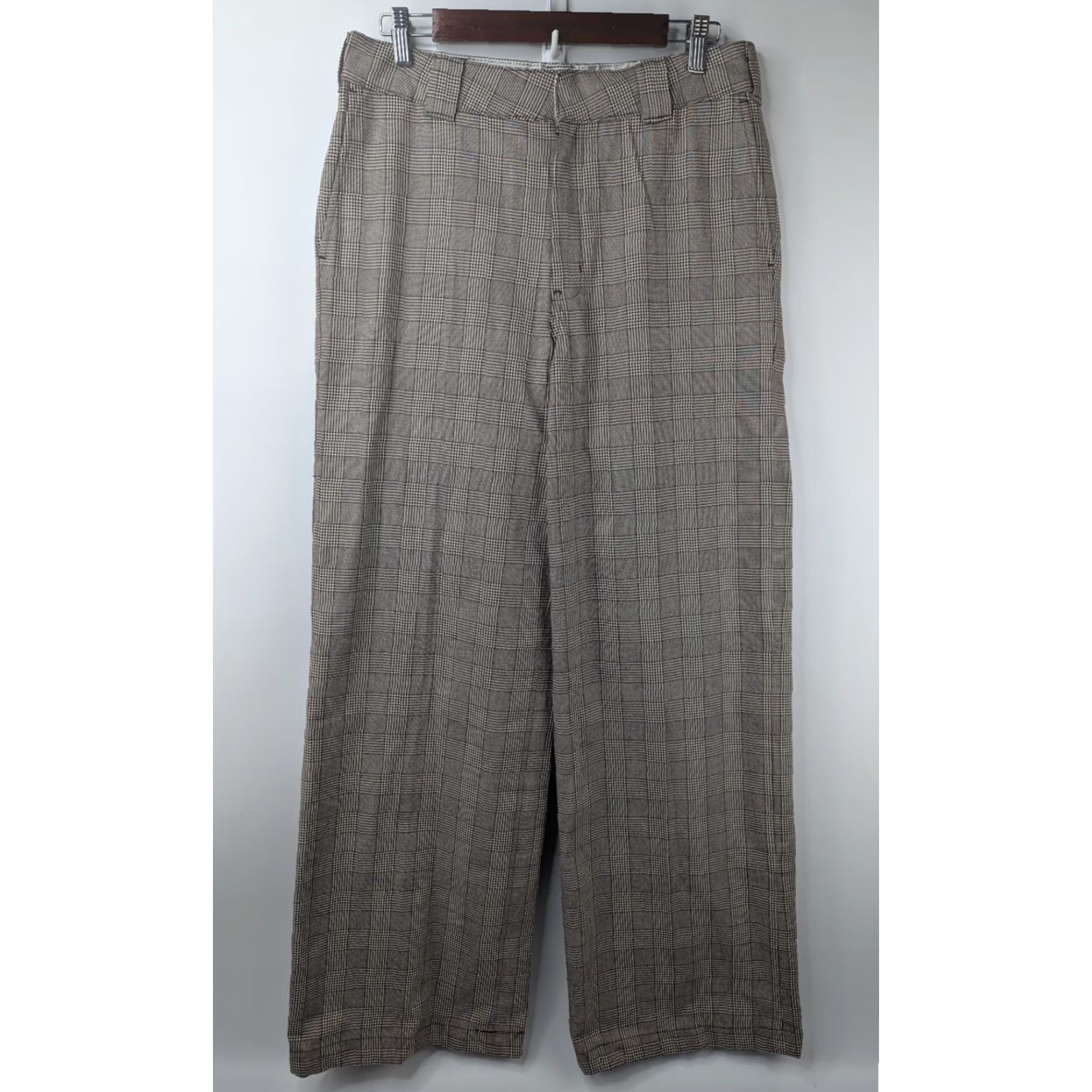 Dickies Dickies Womens Wide Leg Pants Size 8R Houndstooth Casual Slacks Full Length Color Brown Size 30" / US 8 / IT 44 - 3 Thumbnail