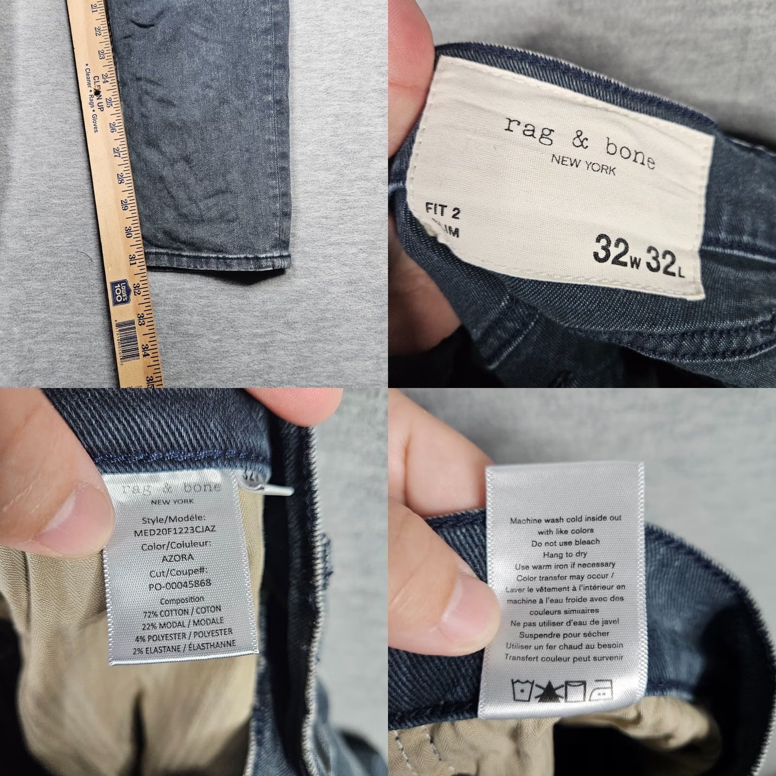 Rag & Bone rag & bone Fit 2 Slim Light Black Mid rise Men's Casual Jeans 32 Regular 5-Pocket Denim Size US 32 / EU 48 - 8 Thumbnail