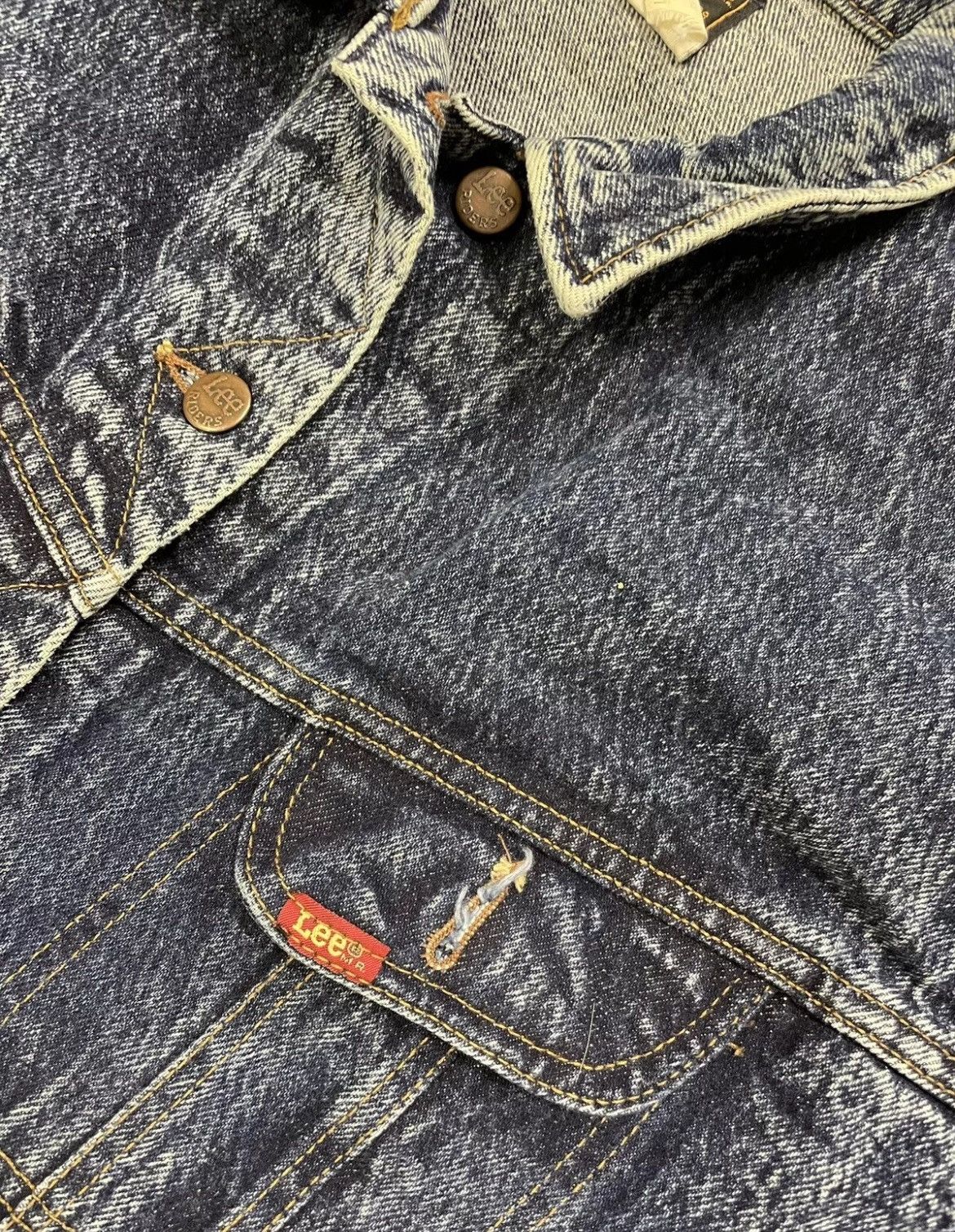Lee × Vintage Vintage 80s Lee Blue Jean Denim Trucker Made in USA Sz M Size US M / EU 48-50 / 2 - 4 Thumbnail