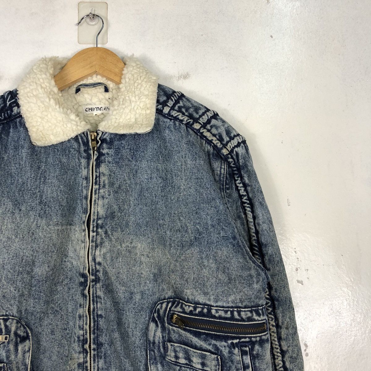 Japanese Brand Chimney Sherpa Style Denim Washstone Jacket Size US M / EU 48-50 / 2 - 5 Thumbnail