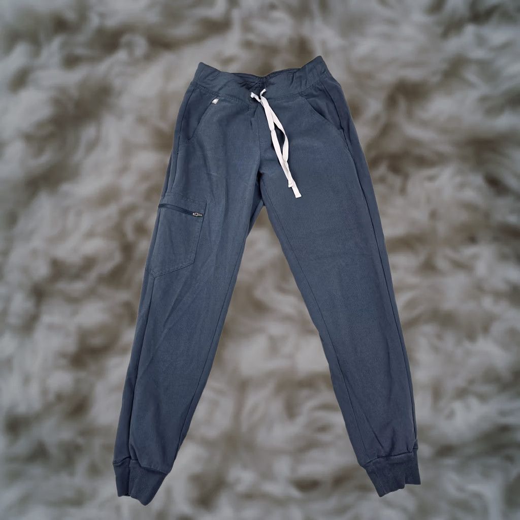 Vintage FIGS Pants Womens XS Blue Jogger Cargo Zip Drawstring Cuffed W18SW2005 Size 26" / US 2 / IT 38 - 1 Thumbnail