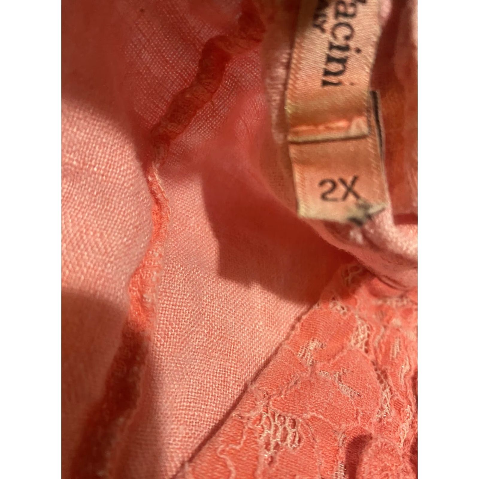 Vintage Alessia Pacini Shirt 2X Coral Linen Lace Sleeveless Tunic Flowy Italy Womens Size XXL / US 16-18 / IT 52-54 - 7 Thumbnail
