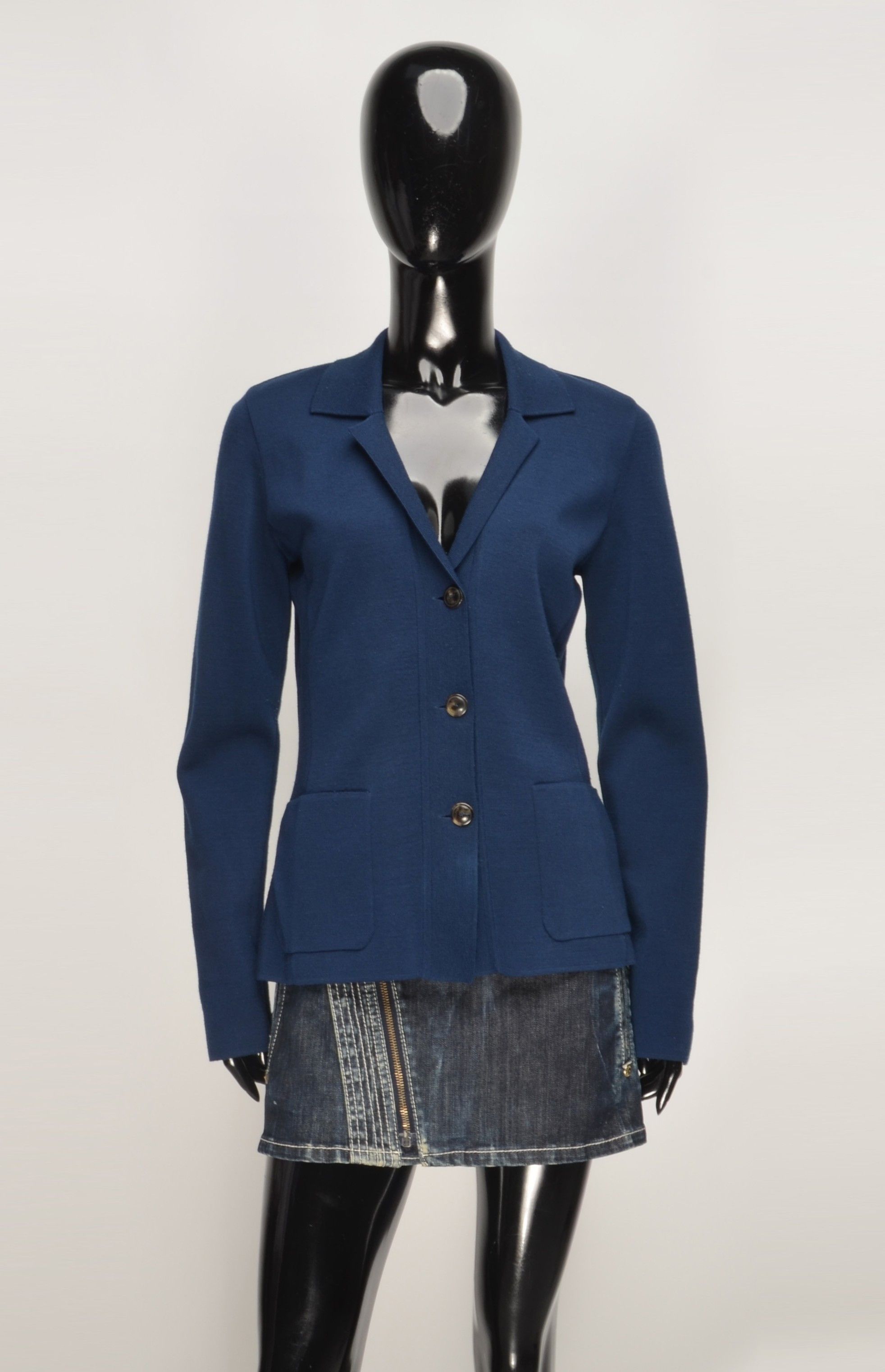 Wolford Wolford Blue Virgin Wool 3 Button Tailored Blazer Size S / US 4 / IT 40 - 1 Thumbnail