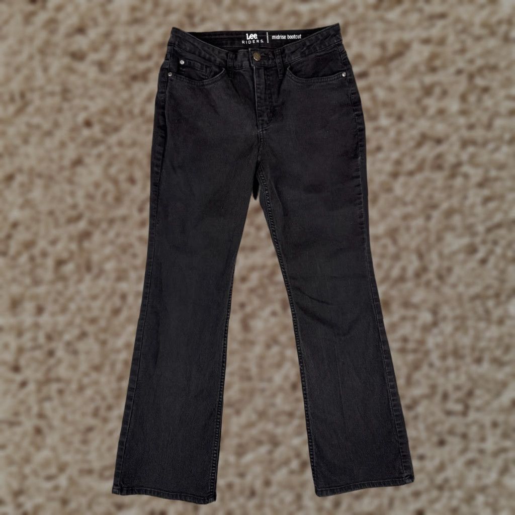 Lee Lee Jeans Women 28 Black Denim Bootcut Mid Rise Cotton Blend 28x27 Regular Inseam 27 Size 28" / US 6 / IT 42 - 1 Thumbnail