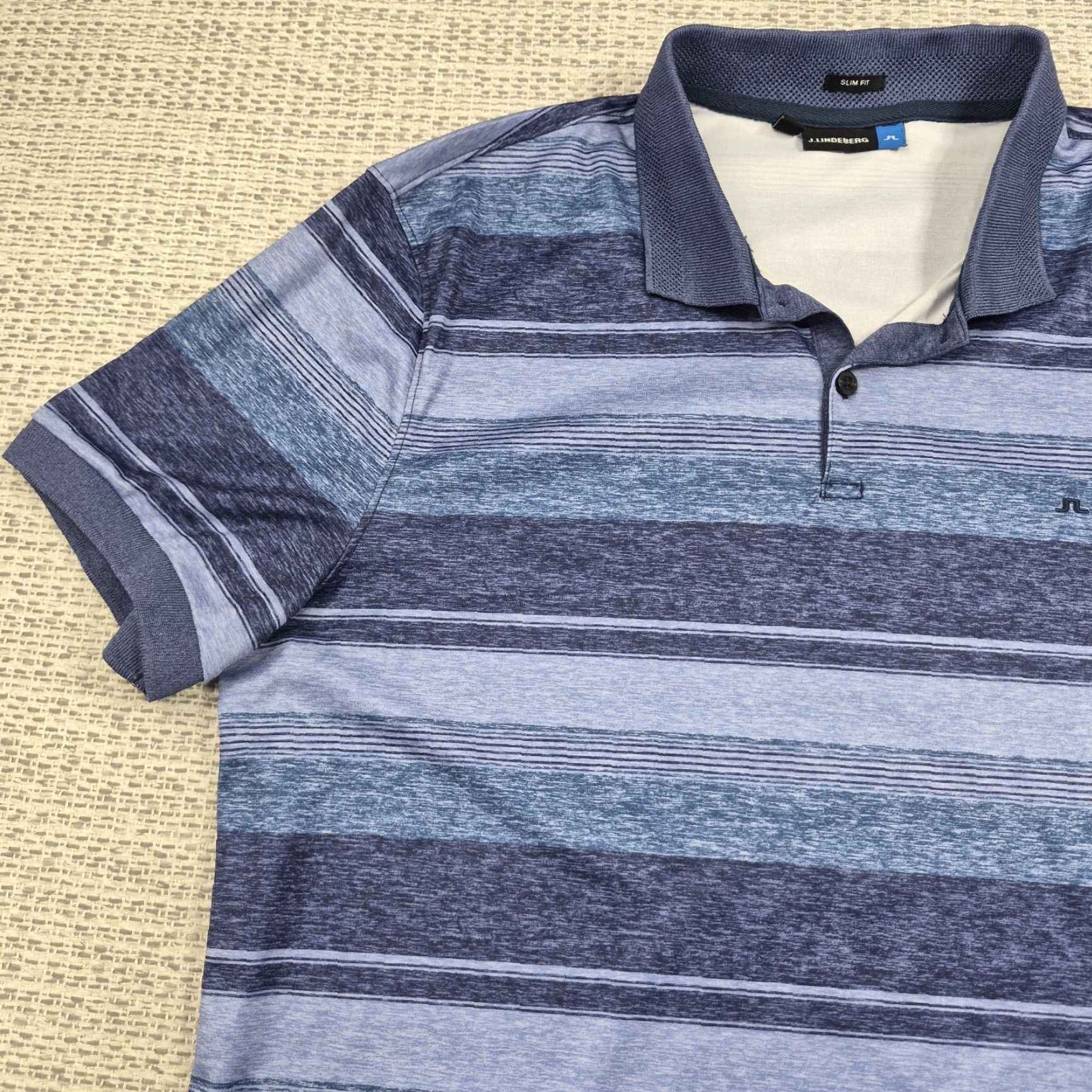J.Lindeberg J.Lindeberg Polo Shirt Mens Large M Mason Blue Striped Tech Polo Size US L / EU 52-54 / 3 - 4 Thumbnail