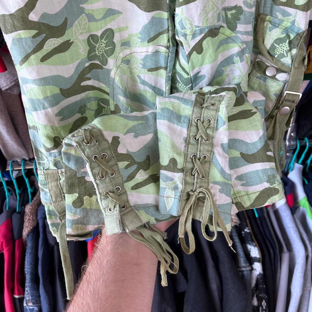 Vintage Y2K Military Camo Cargo Pants Solid Print Japanese Style Size 31" - 5 Thumbnail