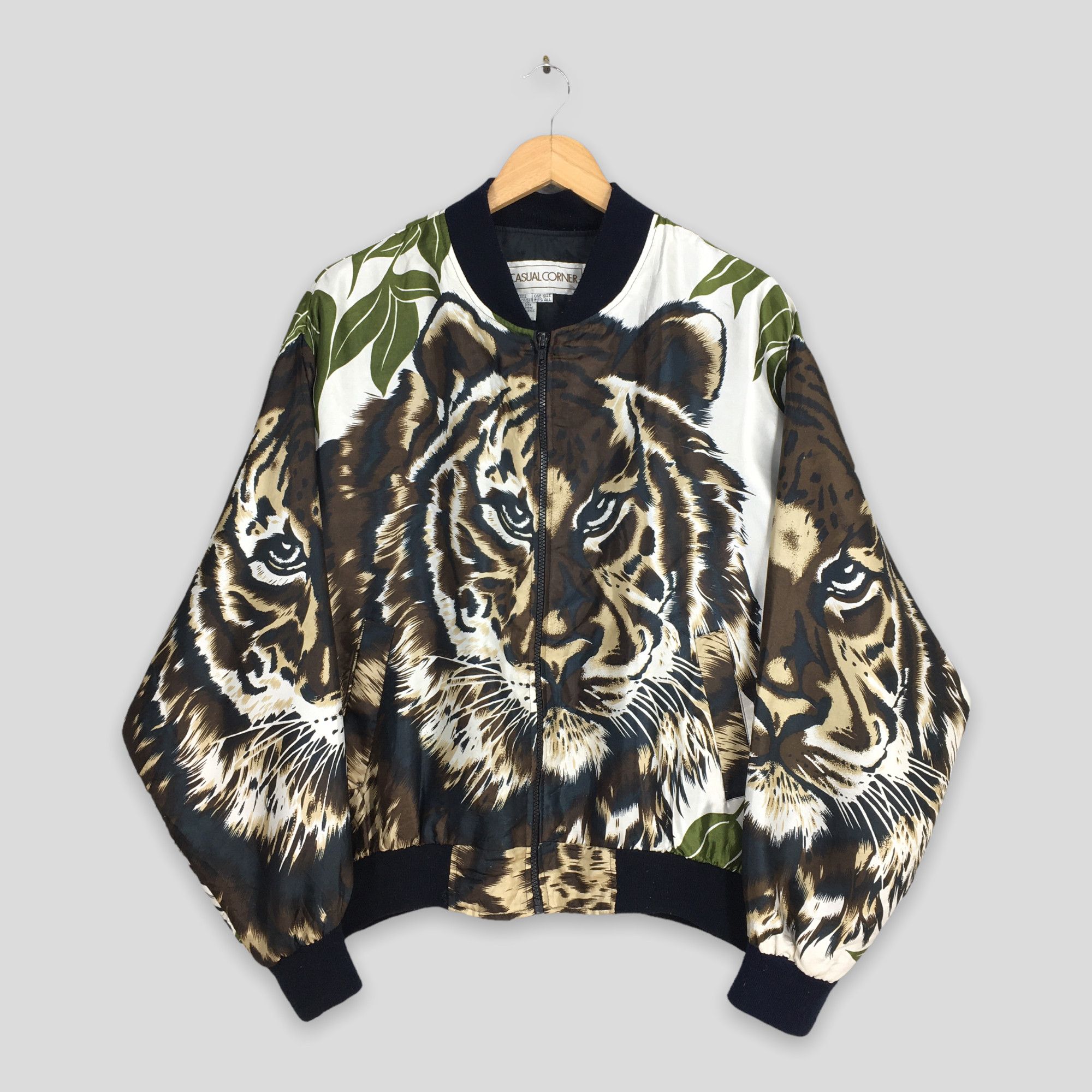 Vintage Bomber Baroque Tiger Overprint Jacket XXLarge Size US XXL / EU 58 / 5 - 1 Thumbnail