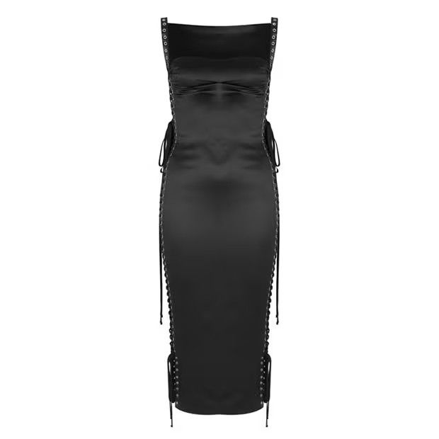 Dolce & Gabbana o1g2r1mq1024 Satin Corset Midi Dress in Black Size S / US 4 / IT 40 - 1 Thumbnail