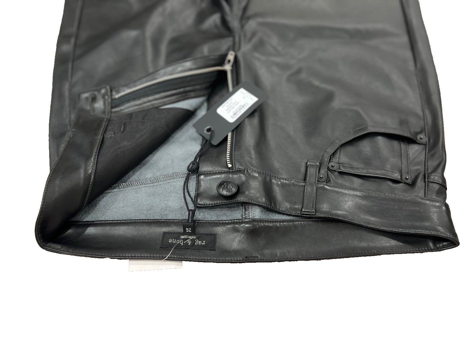 Rag & Bone Rag & Bone Maeve Flat Front Faux-Leather Pants Black ( 26 ) Size 26" / US 2 / IT 38 - 4 Thumbnail