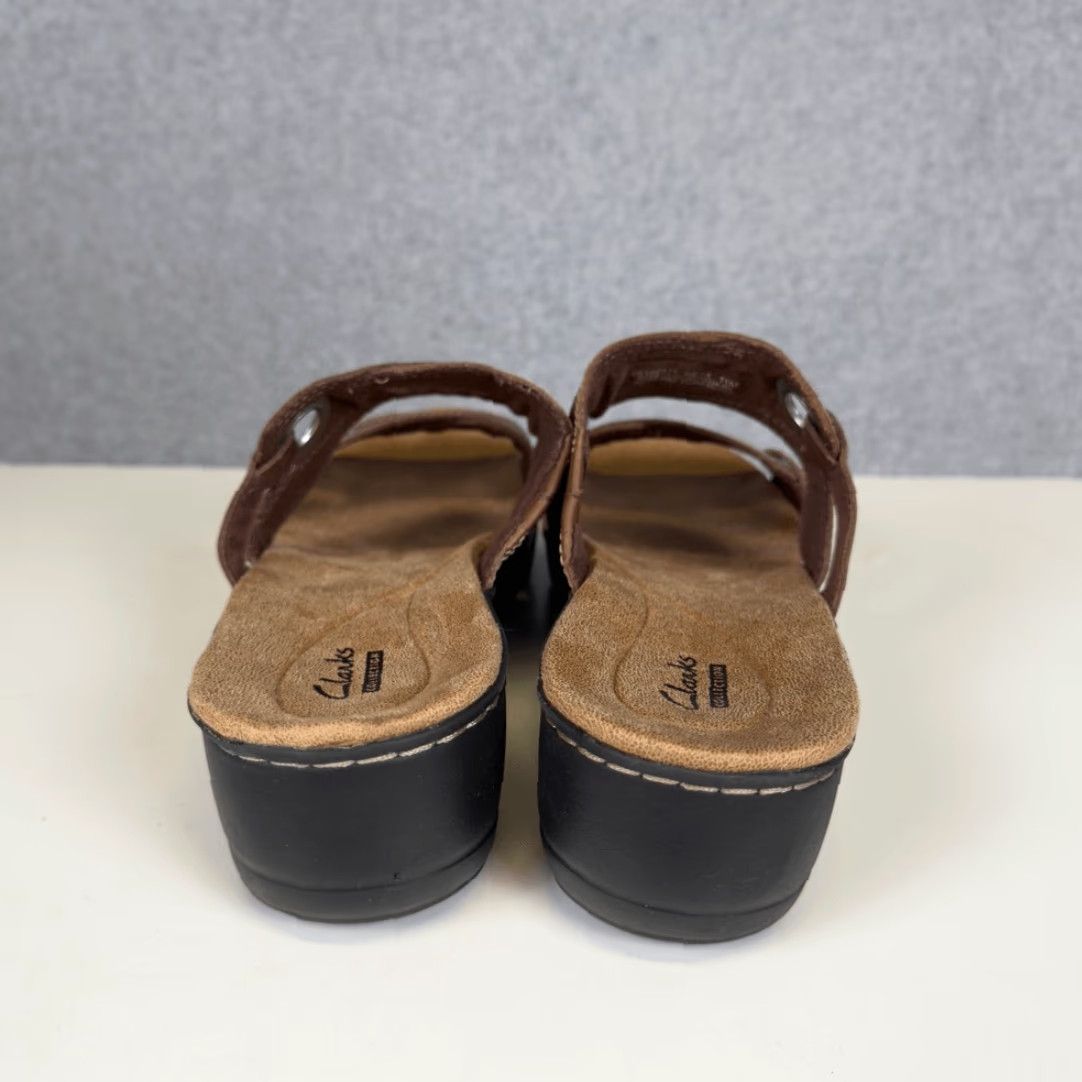 Vintage Clarks Collection Women's Sandals Open Toe Leather Brown 11M Slides Slip-On Shoes Shoes Ladies Mens? Size US 11 / IT 41 - 5 Thumbnail