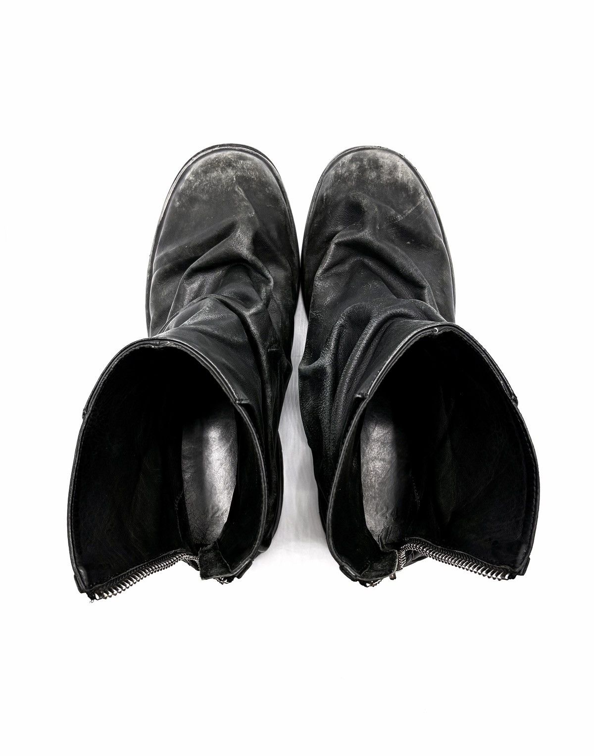 424 424 Marathon Distressed Black Leather Boots Size US 11 / EU 44 - 10 Thumbnail