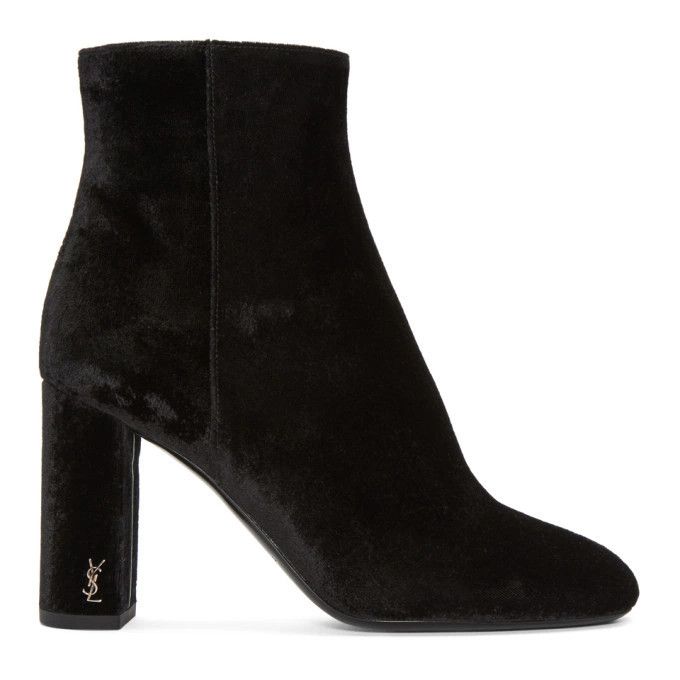 Saint Laurent Paris o1bcso1str1224 Loulou Zipped Ankle Boots In Suede in Black Size US 9.5 / IT 39.5 - 2 Thumbnail