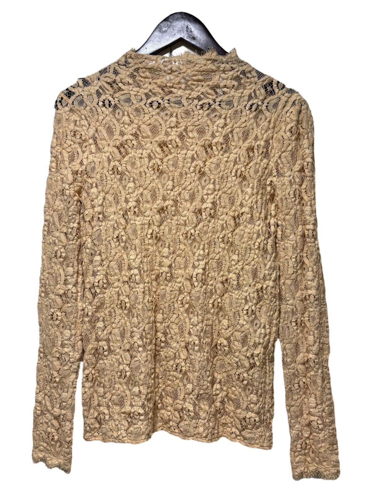 Helmut Lang HELMUT LANG High Neck Stretch Nude Lace Top Women Size /L Size L / US 10 / IT 46 - 1 Thumbnail