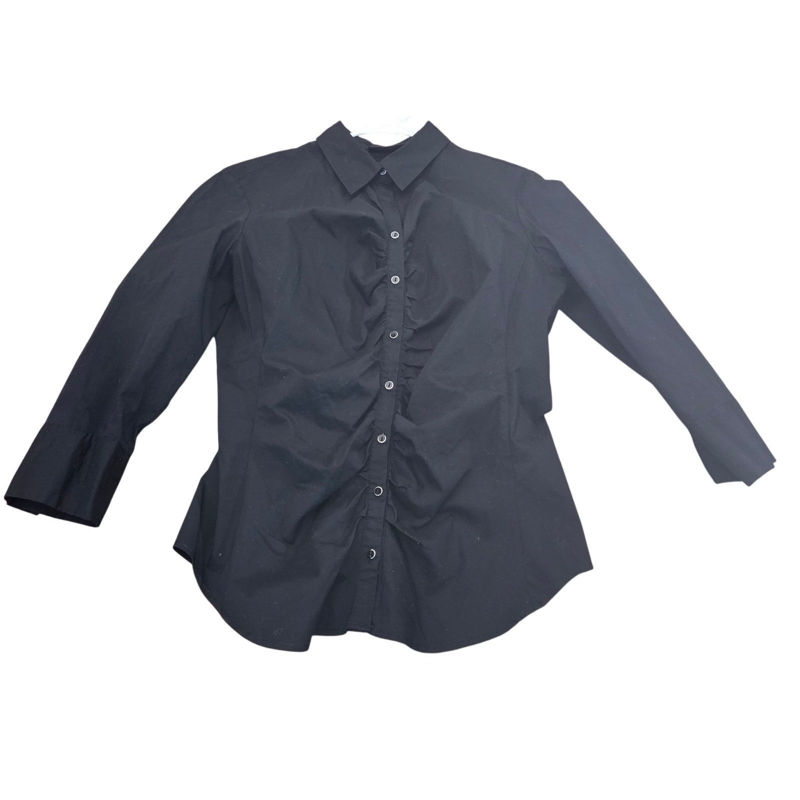Avenue 7th Avenue Design Black Ruched Blouse - Women's Large Size L / US 10 / IT 46 - 4 Thumbnail