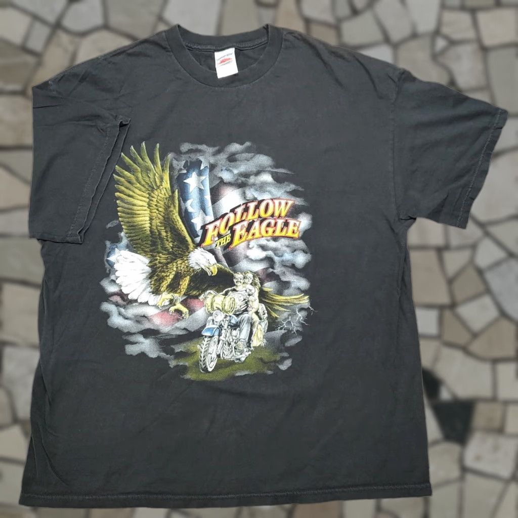 Vintage VINTAGE Tennessee River T-Shirt Mens Black Graphic Biker Follow the Eagle Motorcycle Shirt Adult Large Crew Neck Short Sleeve Cotton Size US L / EU 52-54 / 3 - 1 Thumbnail