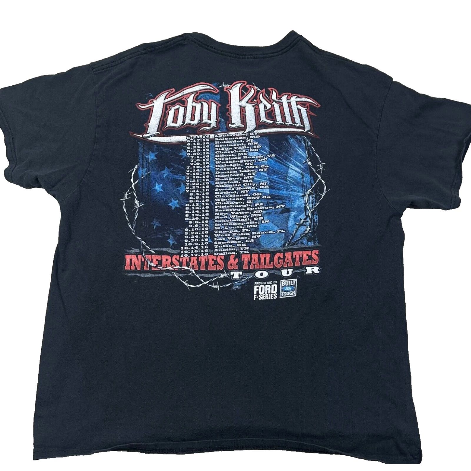 Delta Toby Keith Mens XL 2016 Interstates & Tailgates USA Tour Tee Concert Band Shirt Size US XL / EU 56 / 4 - 5 Thumbnail