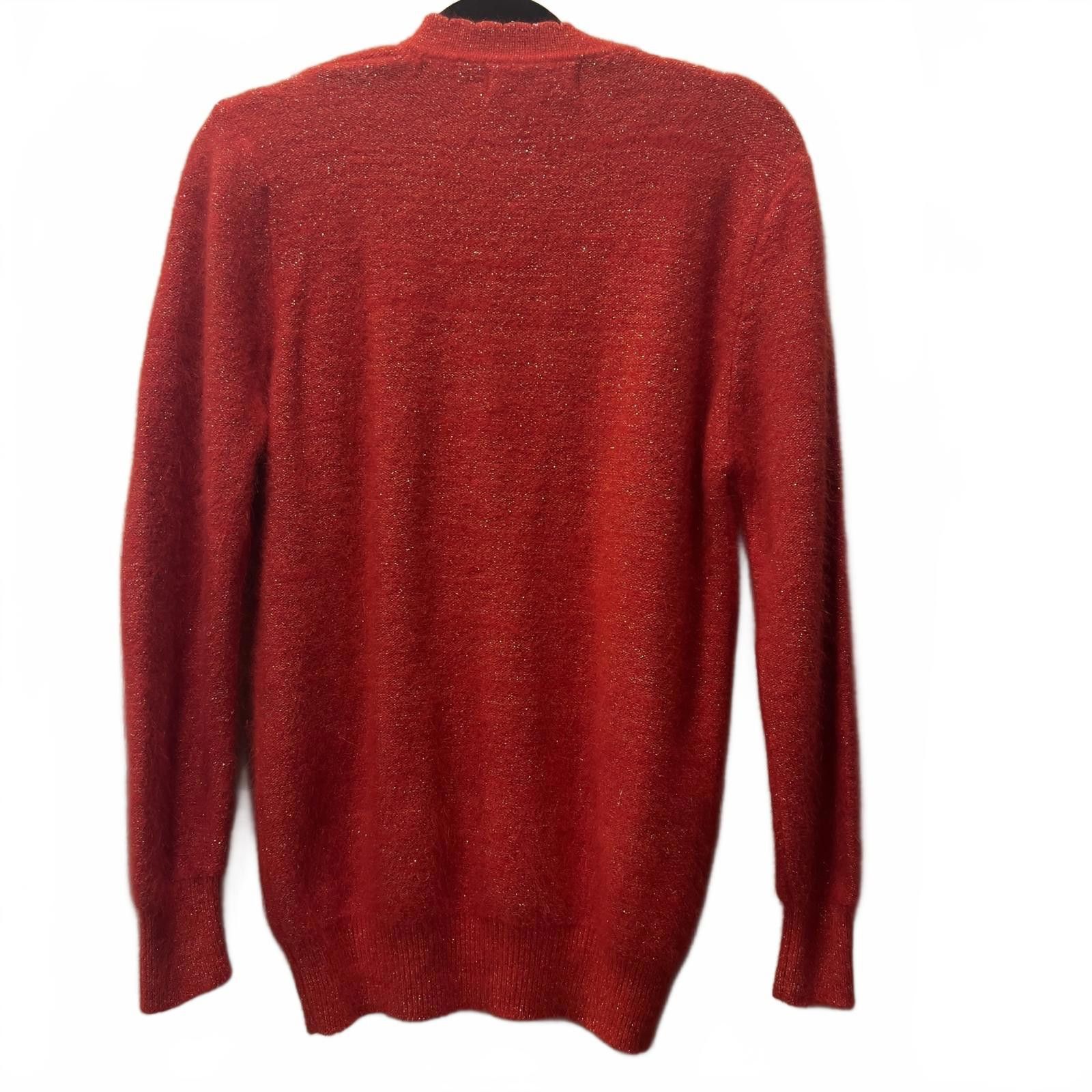 Sears Shental Vintage Red Button-Up Cardigan Sweater Size M / US 6-8 / IT 42-44 - 2 Thumbnail