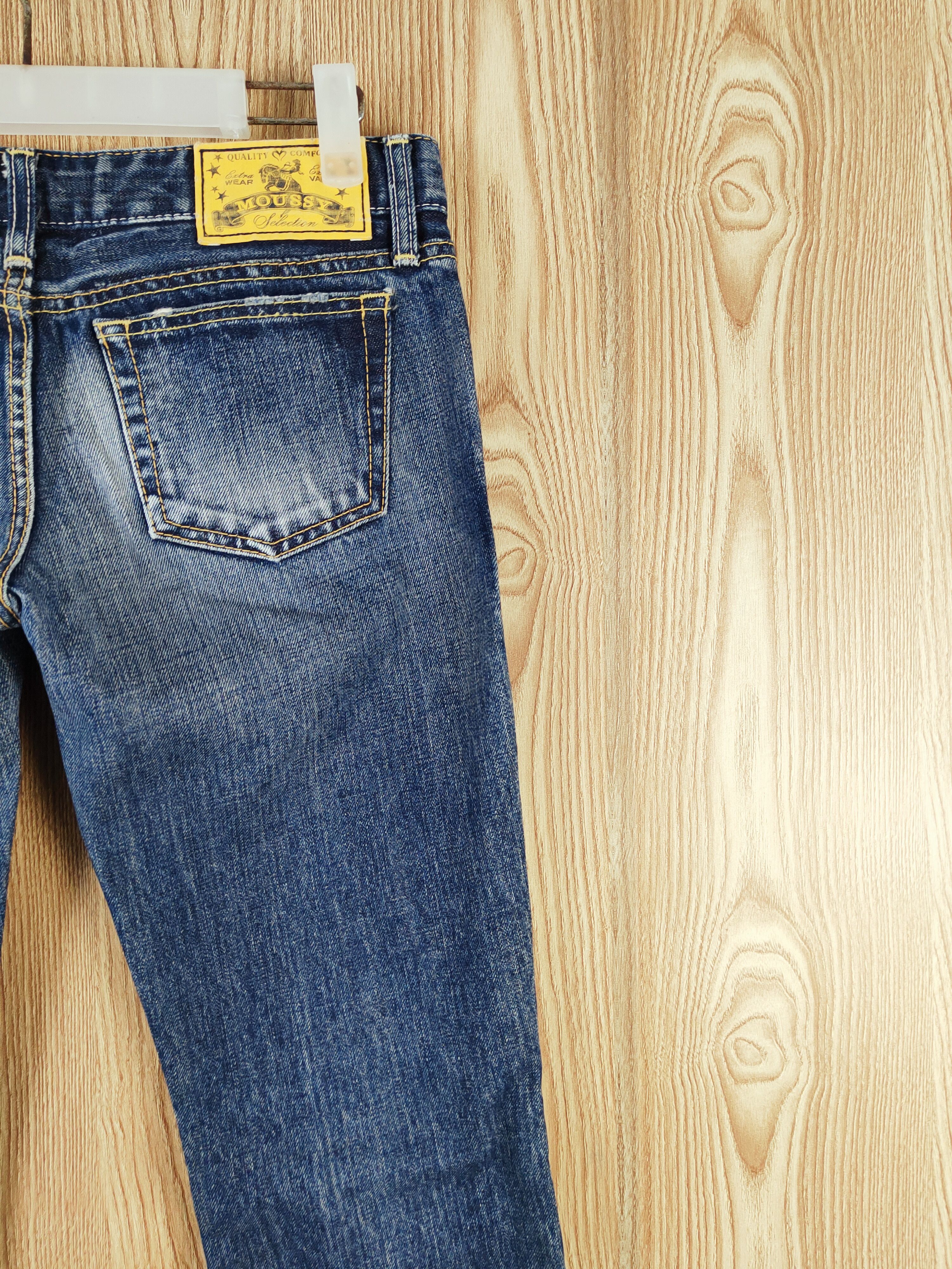 Japanese Brand Moussy Dark Blue Distressed Ripped bootcut denim Jeans #W380 Size 29" - 12 Thumbnail