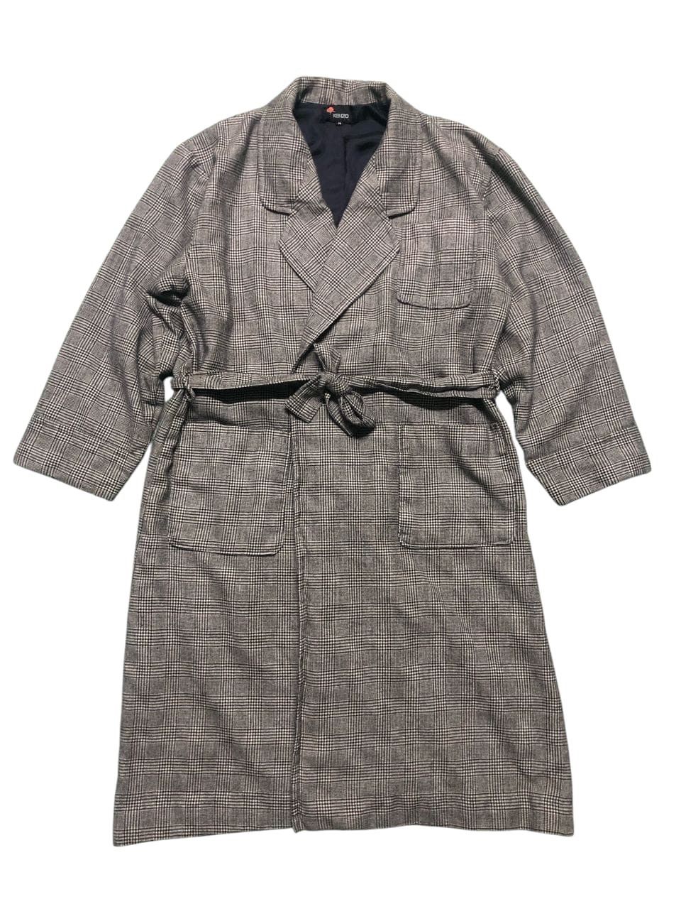 Kenzo × Vintage VINTAGE KENZO PARIS ROBE CHECKED BELTED BUTTONLESS LONG COAT Size US M / EU 48-50 / 2 - 1 Thumbnail