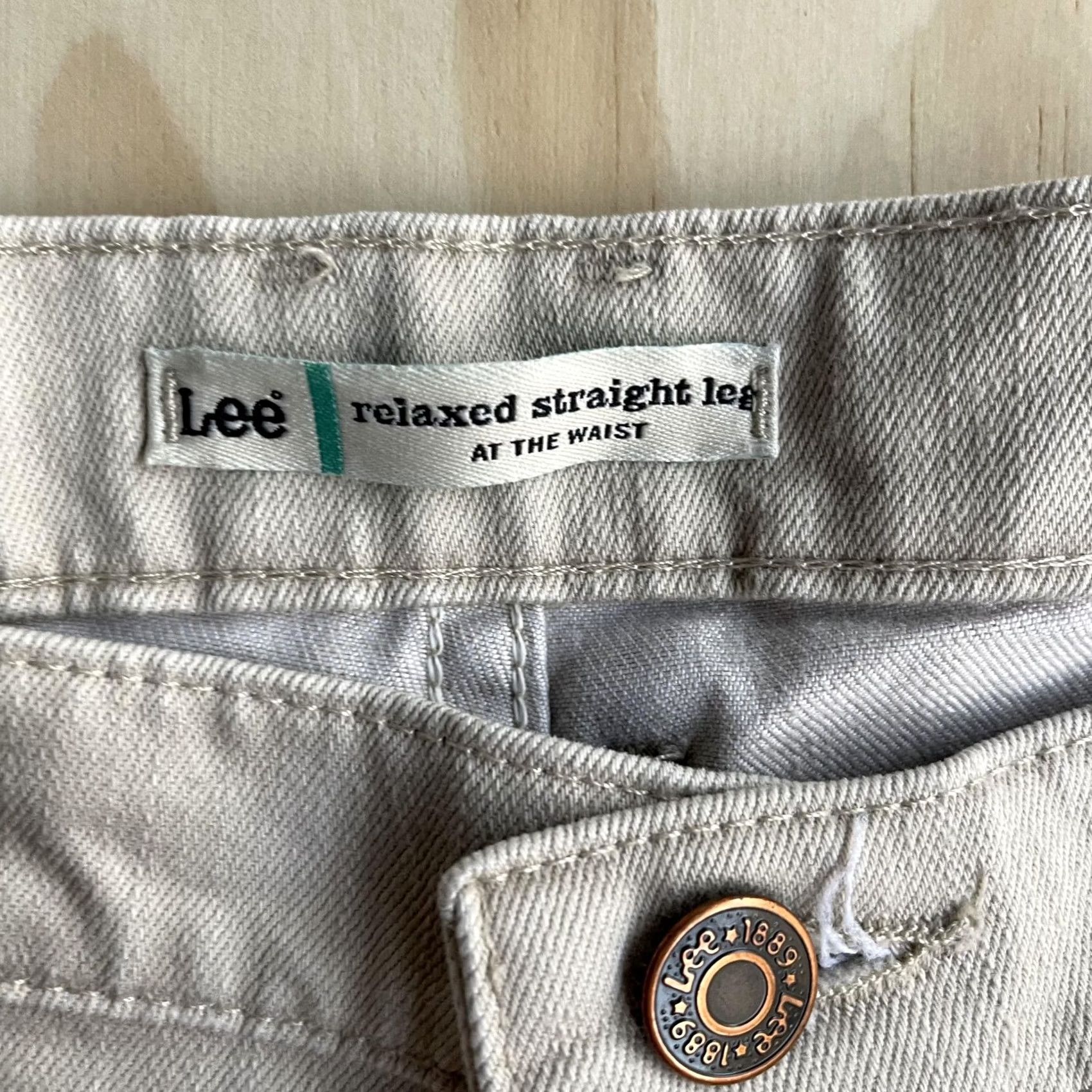 Lee Lee Jeans Womens 20W Beige Relaxed Straight Leg High Rise Stretch Denim Pants Size 42" / US 20 - 2 Thumbnail