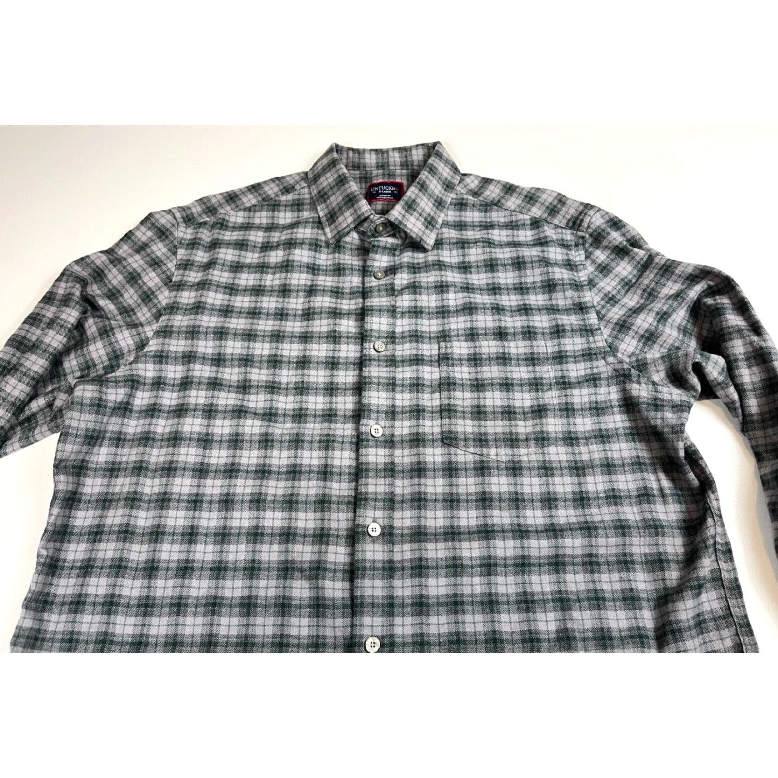 UNTUCKit UNTUCKit Parducci Button-Up Shirt Plaid XL Gray Cotton Long Sleeve Mens Size US XL / EU 56 / 4 - 5 Thumbnail