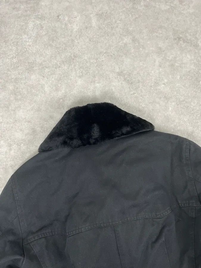 Vintage Rykiel Black Faux Fur Premium Belted Officer Jacket Size 40R - 7 Thumbnail