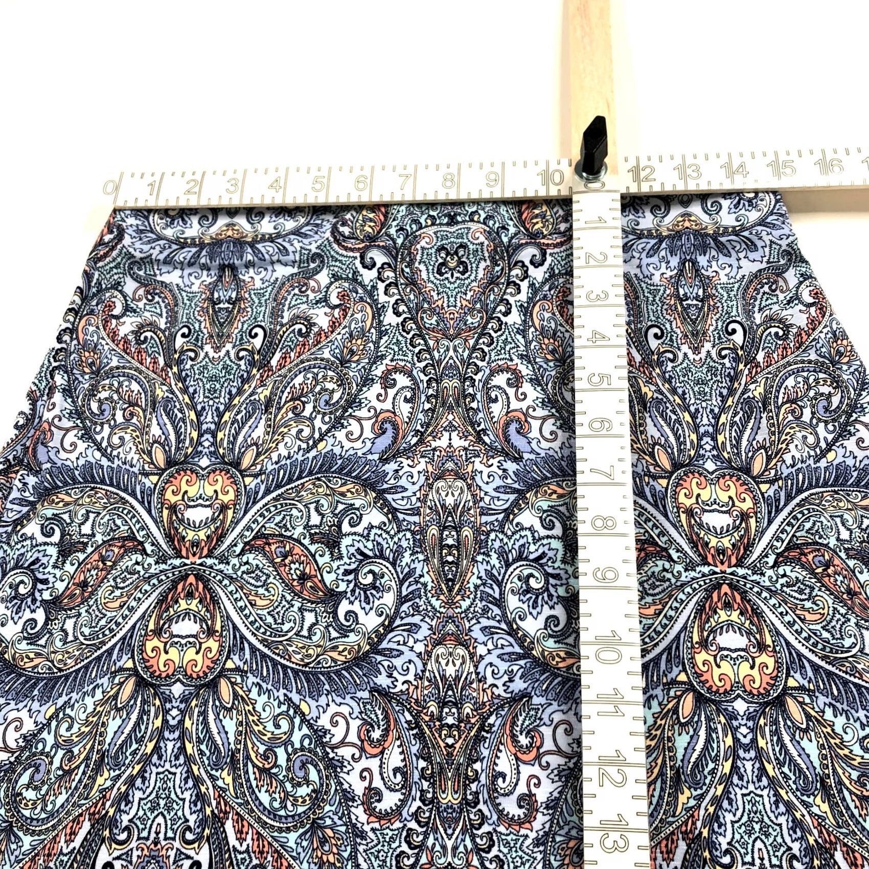 J. Jill J.Jill SP Petite Rayon Pull On Midi Skirt All Over Print Geo MINT Geometric Pattern Casual Womens Midi Skirt, Blue, PS, Pull On, 30 In Fits 5.25 Size 28" / US 6 / IT 42 - 2 Thumbnail