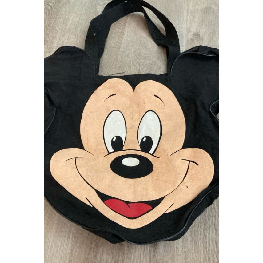 Disney Vintage Disney Mickey Mouse Face Tote Bag Black Canvas Size ONE SIZE - 4 Thumbnail