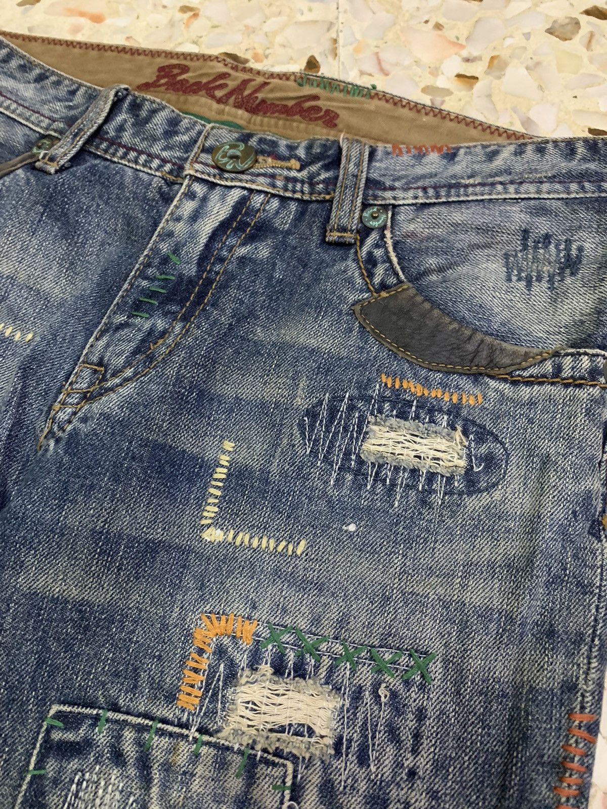 Hysteric Glamour Vintage Japanese Flare Patchwork Back Number Denim Size 29" - 3 Thumbnail