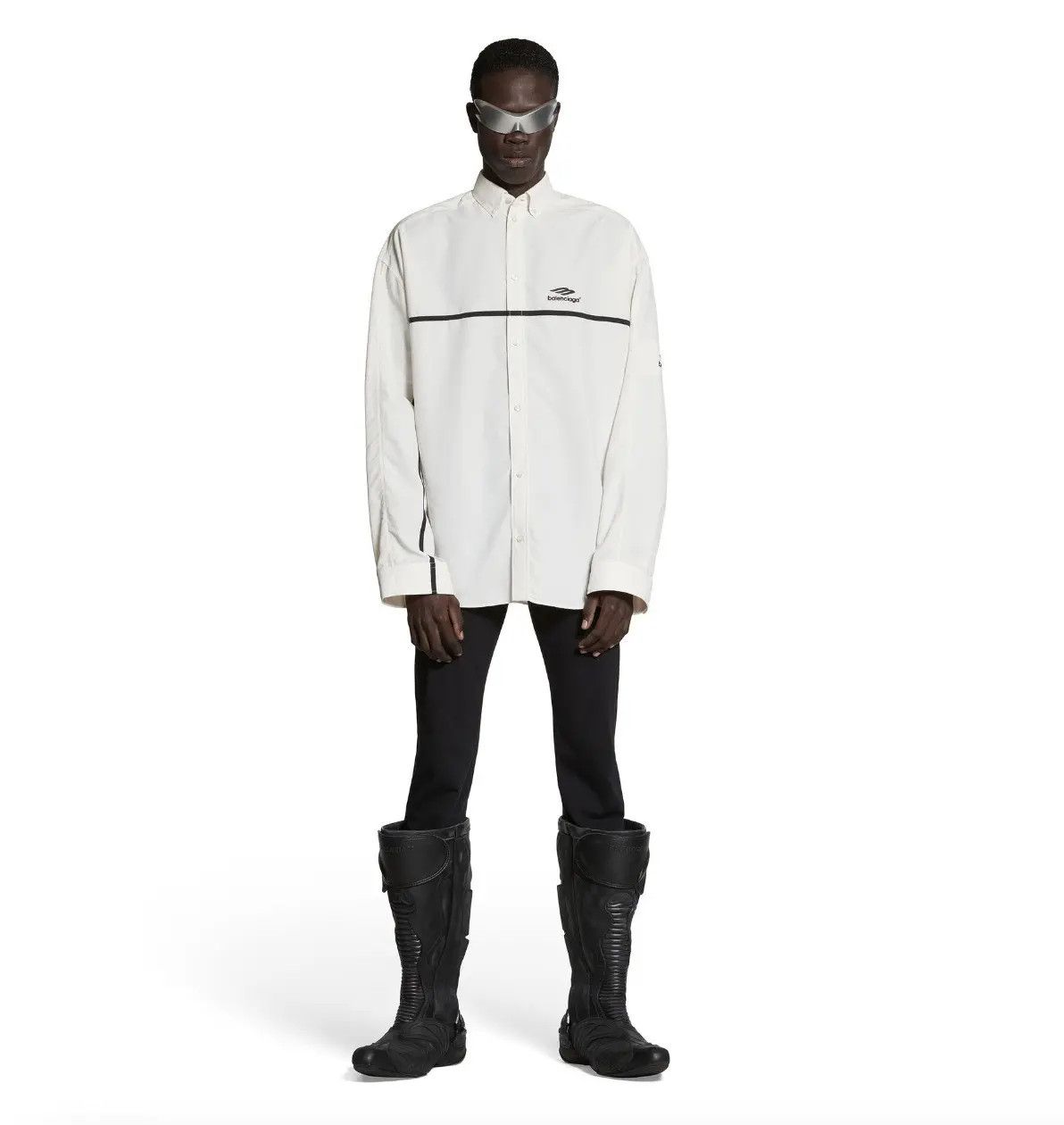 Balenciaga o1w1db11224 3B Sports Icon Tracksuit Shirt Oversized White Size US L / EU 52-54 / 3 - 3 Thumbnail