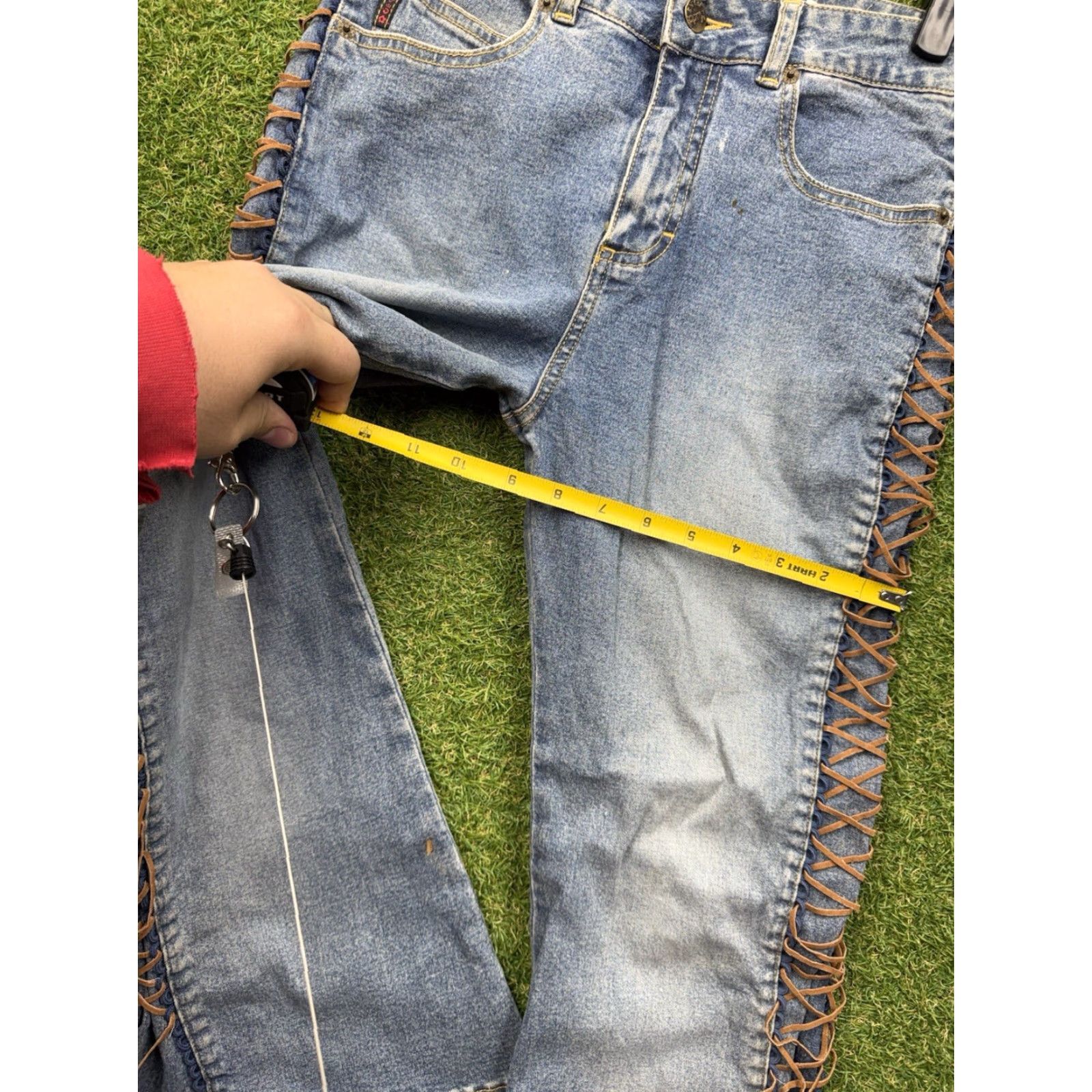 Denime VINTAGE Mudd Jeans Womens 28x25 Low Rise Lace Up Bootcut Flared Denim 90s Blue Mens? Women? Size 32" / US 10 / IT 46 - 6 Thumbnail