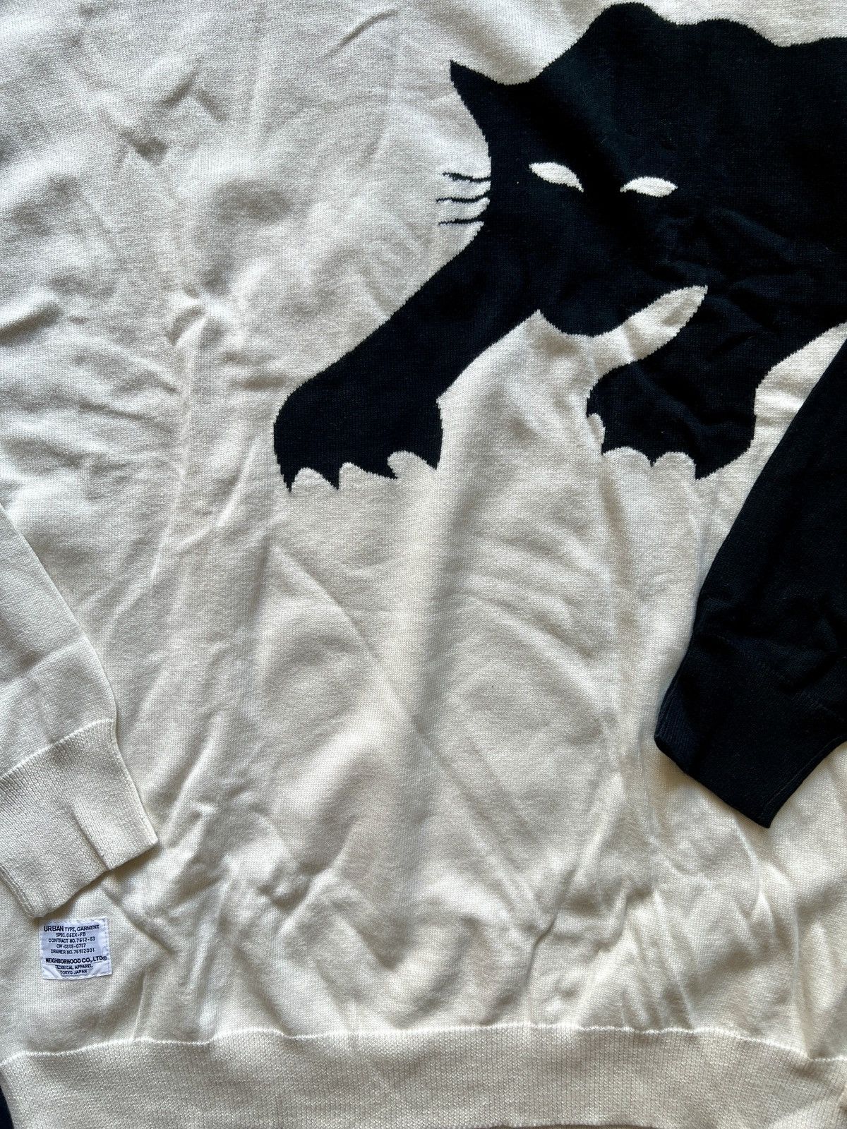 Neighborhood Neighborhood Archive AW06 Black Cat Knitted Sweater Size US XL / EU 56 / 4 - 5 Thumbnail