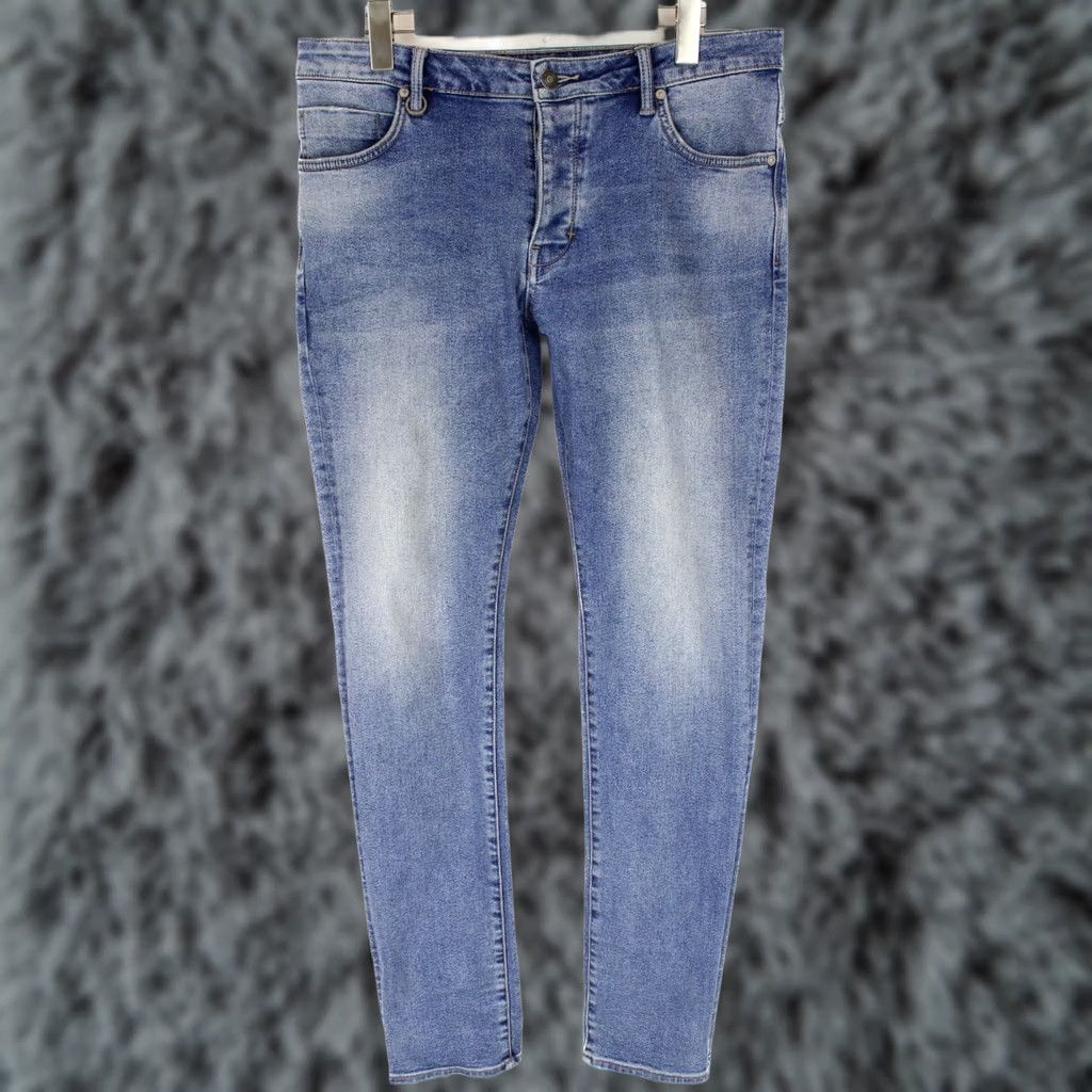 Vintage Neuw Lou Slim Polymer Blue Jeans Men's W32/L34 Stretchy Faded Pockets Whiskers Size US 32 / EU 48 - 1 Thumbnail