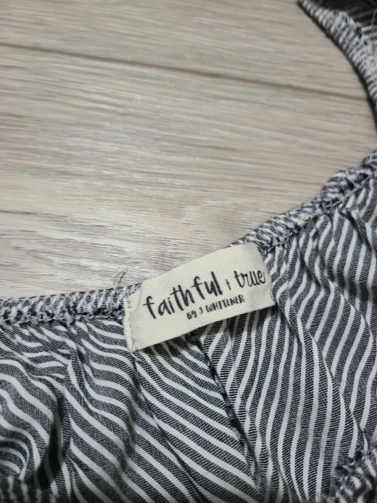 Designer Faithful And True Top Large Assymetrical Hem Striped Flutter Size L / US 10 / IT 46 - 2 Thumbnail