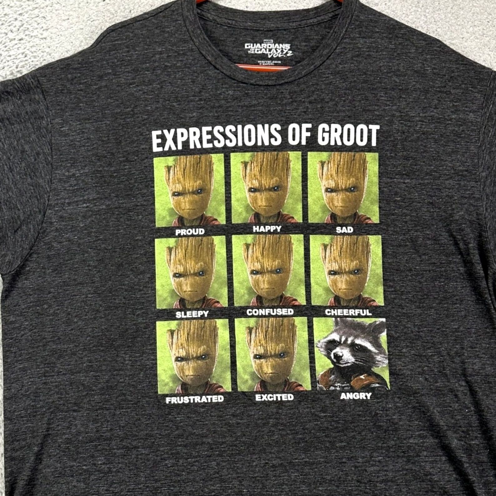 Vintage Marvel T-Shirt Men Guardian Of The Galaxy Vol. 2 Groot Short Sleeve Tee 2X Black Size US XXL / EU 58 / 5 - 2 Thumbnail