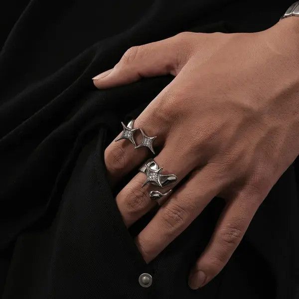 Jewelry Silver Gothic Spike Rings, Adjustable Metal Rings Size ONE SIZE - 3 Thumbnail