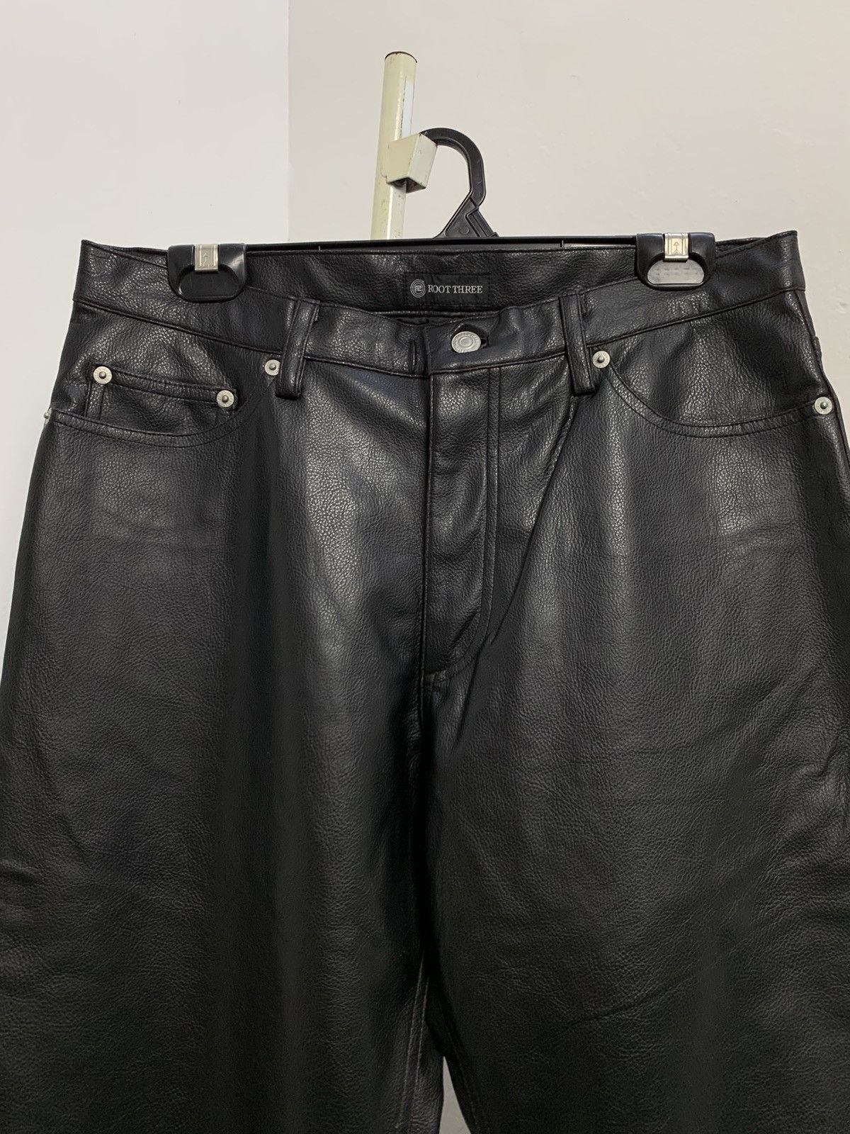 If Six Was Nine × Japanese Brand × Vintage Crazy vintage Root Three leather pant Size US 31 - 3 Thumbnail