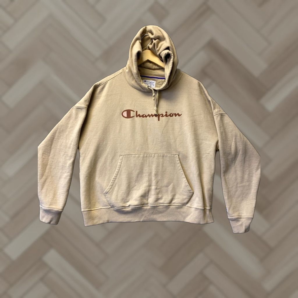 Champion VINTAGE Champion Hoodie Shirt Unisex Adults 2XL Tan Logo Solid All Seasons 90s Working Sportswear Plush Knit Crew Neck Full Zip Size US XXL / EU 58 / 5 - 1 Thumbnail