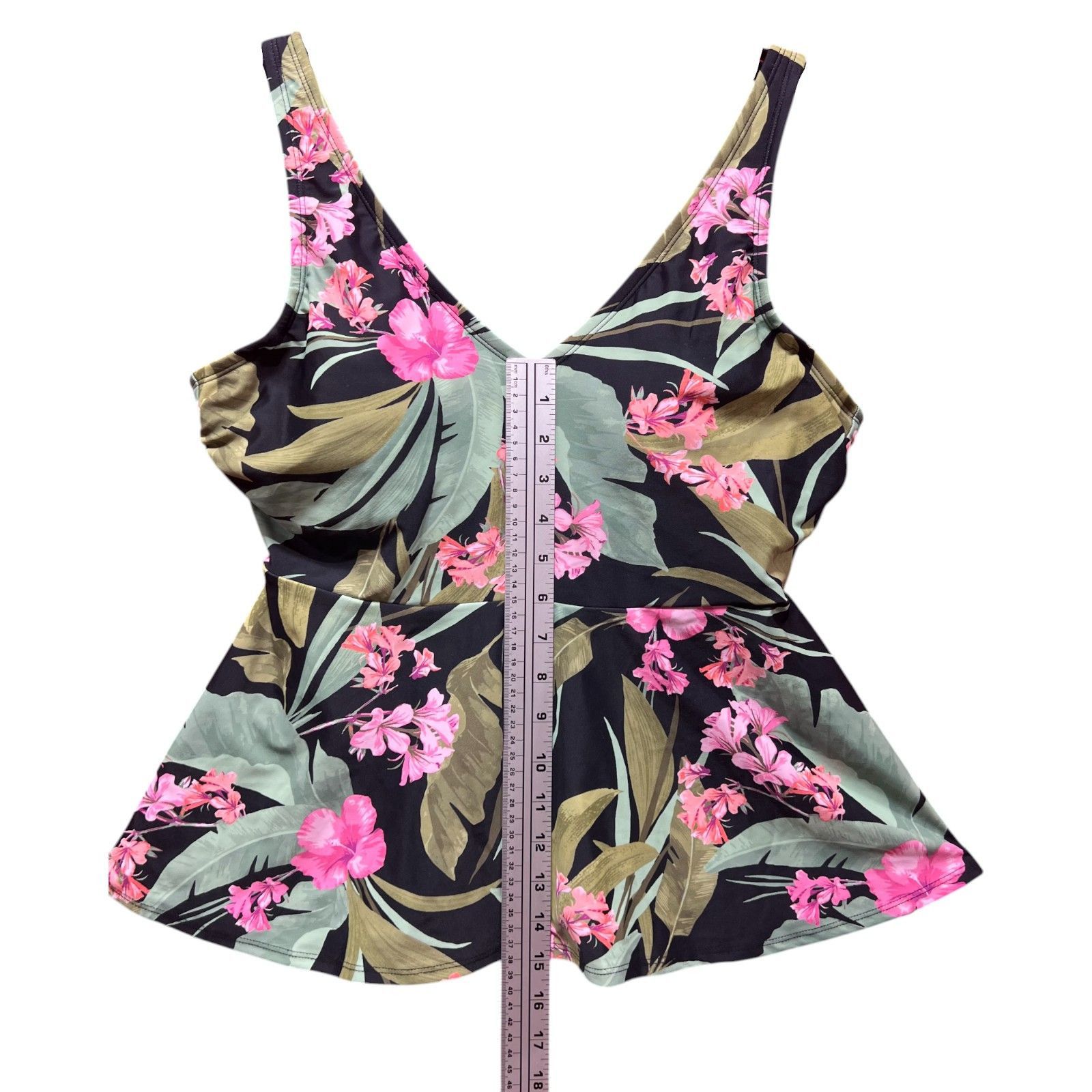 Other Kona Sol - Women's V-Neck Underwire Tankini Top - Green /Bla Size ONE SIZE - 8 Thumbnail
