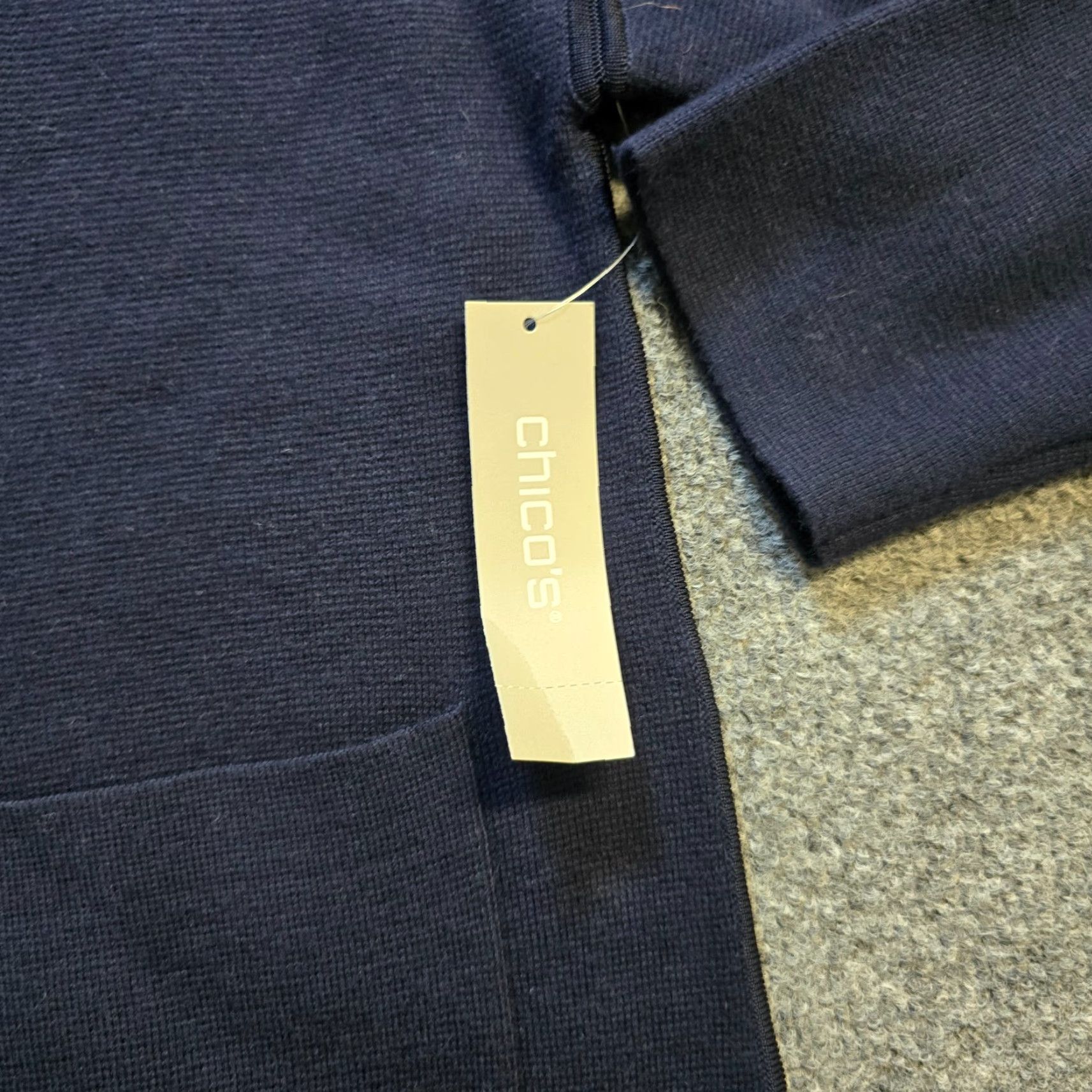 Vintage Chicos Sweater Blue Milano Stitch Mock Neck Pockets Large Womens Pullover Knit Mock Neck Long Sleeve Casual Size L / US 10 / IT 46 - 4 Thumbnail