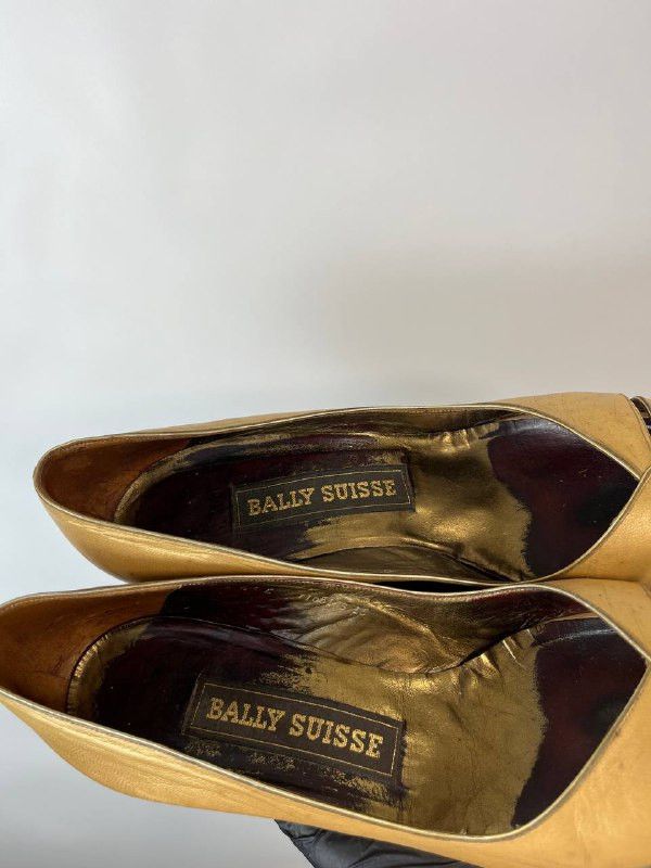 Bally BALLY SUISSE Vintage Peep Toe Gold Heels Women’s Size 6.5 Size US 6.5 / IT 36.5 - 3 Thumbnail
