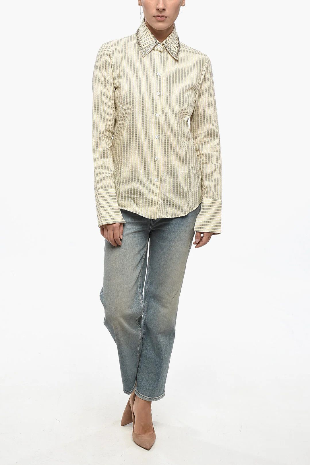 Golden Goose og1mm0426 Slim-Fit Blouse in Beige Size L / US 10 / IT 46 - 4 Thumbnail