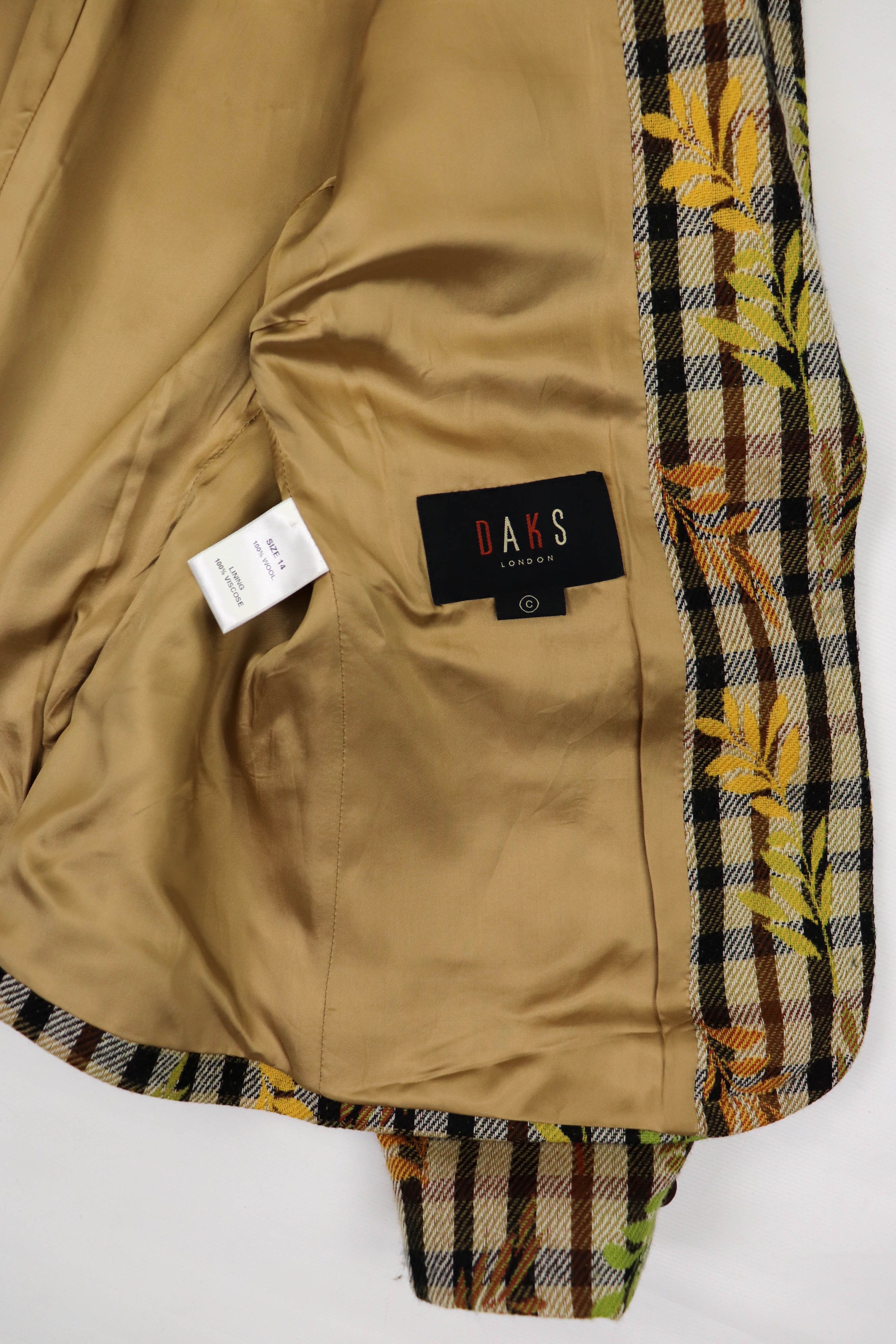 DAKS DAKS London Floral Multicolor Checked Wool Sport Coat Blazer Size L / US 10 / IT 46 - 9 Thumbnail