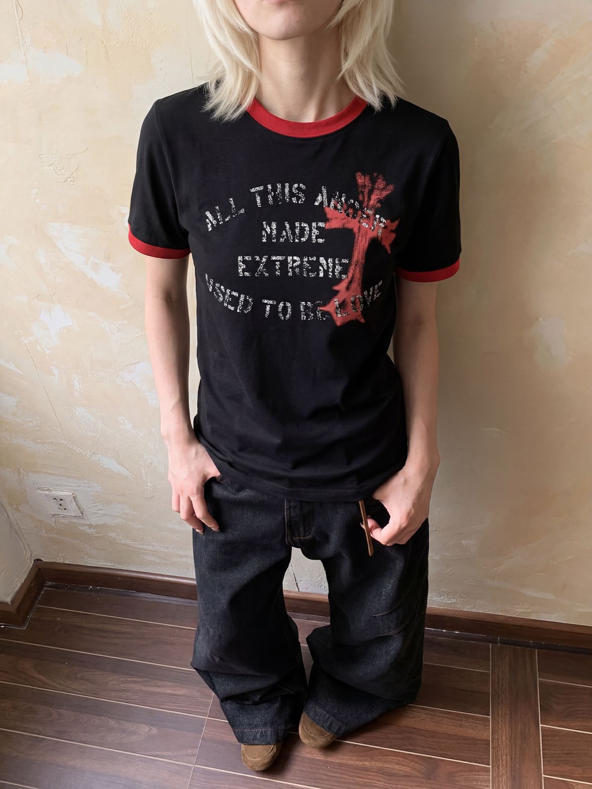 Japanese Brand American-style washed cross letter print retro T-shirt Size US M / EU 48-50 / 2 - 2 Thumbnail